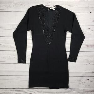 Collections Michelle Stuart Black Long Sleeve Sweater Dress Women's Size Medium